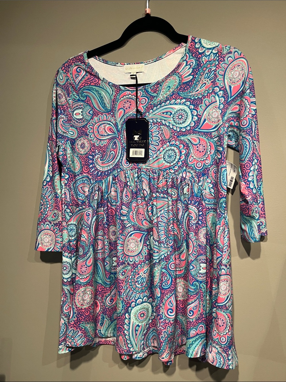 Simply Southern Paisley Knit Top in Pink & Blue